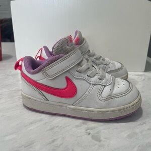 Nike Kids White and Hot Pink Sneakers